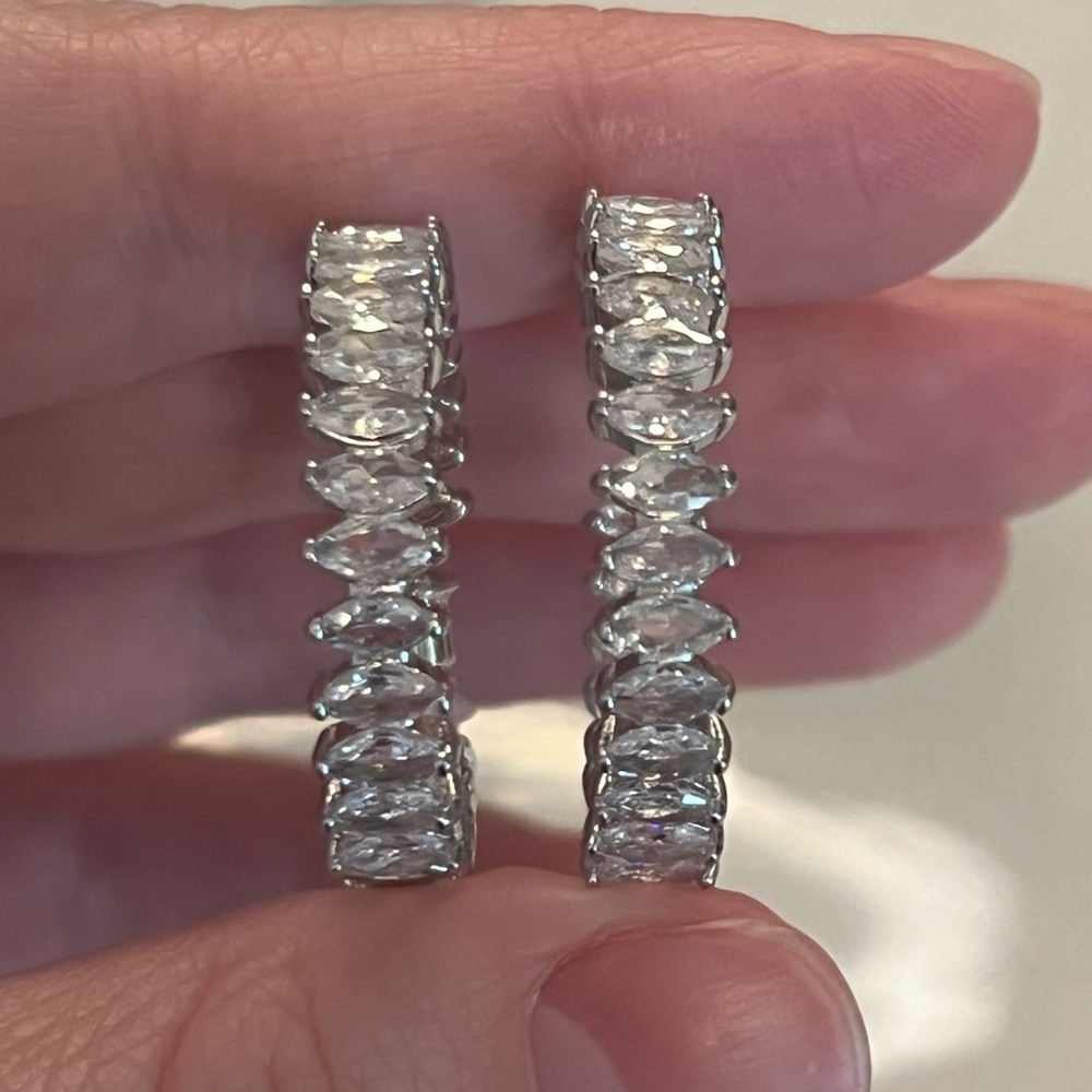 White Sapphire Hoop Earrings